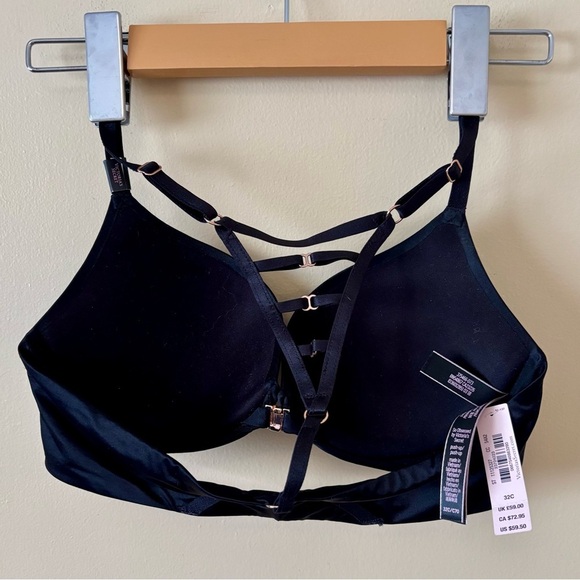 Victoria's Secret| Black ‘So Obsessed’ Caged Back Front Open Push-Up Bra Sz 32C - Picture 2 of 3
